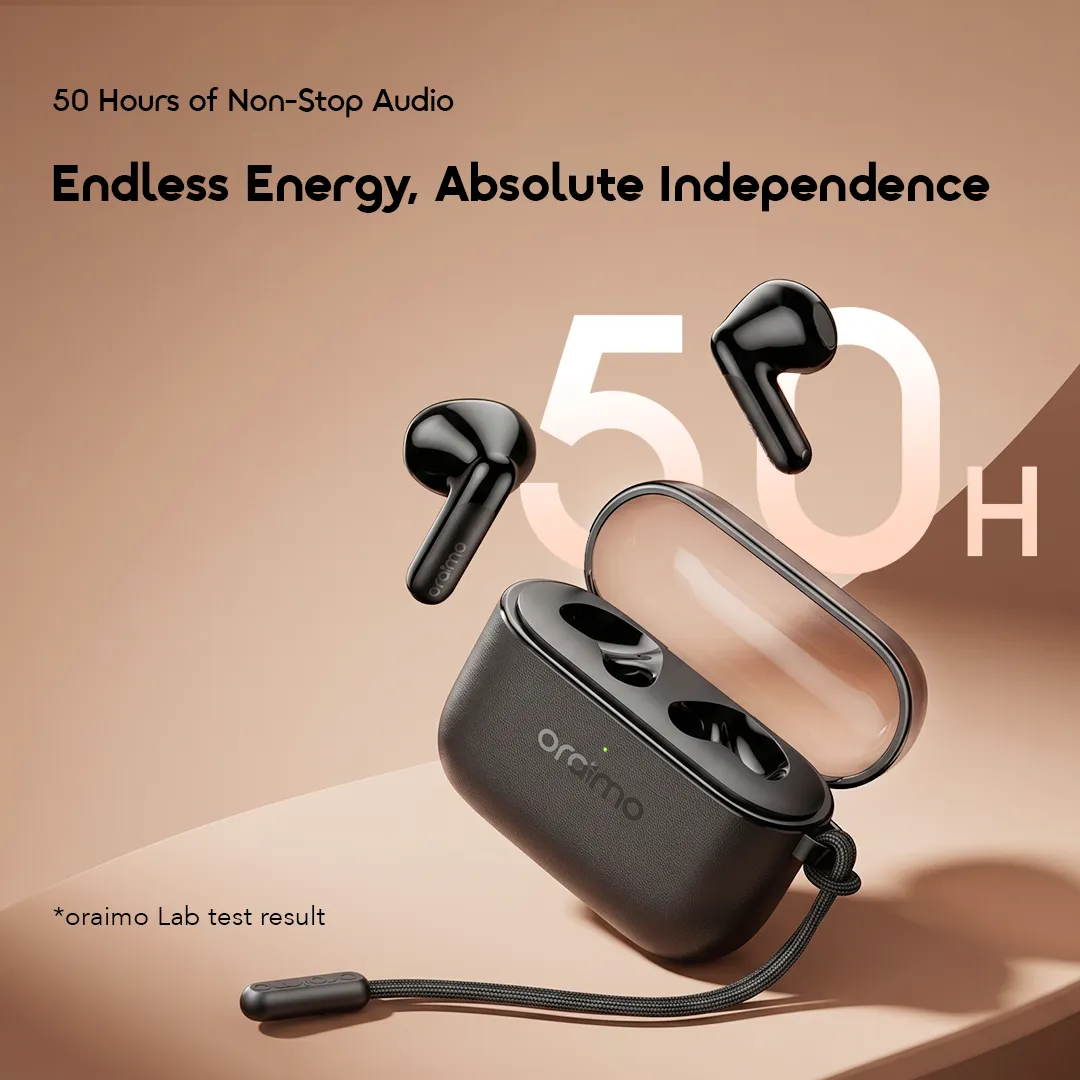 Oraimo SpaceBuds Air 2 — 50h d'autonomie | Traduction IA | Audio Sound360 | IPX4 | Livraison Gabon | Kadmarket